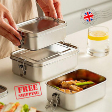 304 Stainless Steel Bento Box with Dividers Metal Lunch Food Storage Container