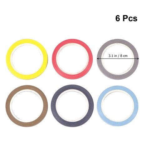 6 Rolls Washi Paper Tapes Solid Color Adhesive Tape Gift Packaging Band - Picture 11 of 11