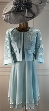 Izabella UK 12 Blue Dress Jacket Wedding Mother Bride Groom Guest Races Outfit