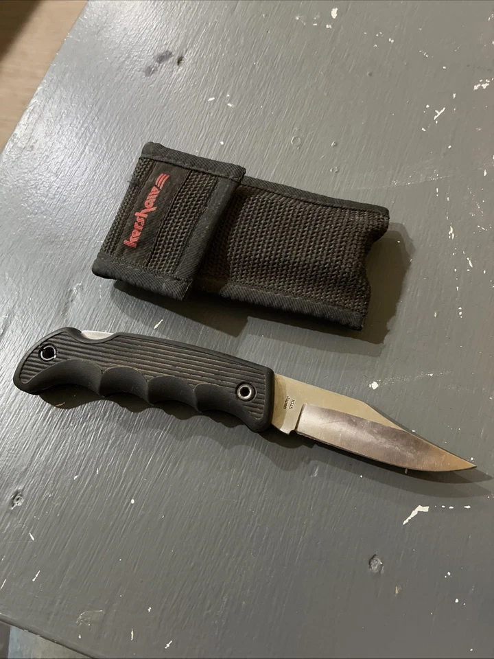 Navaja de bolsillo plegable vintage Kershaw Black Colt 1045 Japón y funda de nailon negra Foto 4 de 4