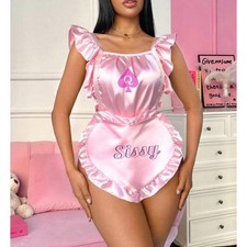 Sissy of spades Apron, Maid Style, Big Heart Shaped, Satin,