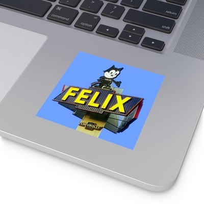 Felix Neon Sign Square Vinyl Sticker | Vintage Cartoon Cat