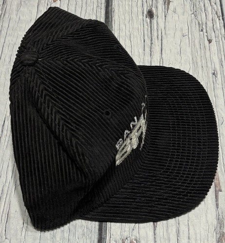 Vintage 80s San Antonio Spurs Black Corduroy Snapback Hat Cap Rare - Picture 5 of 11