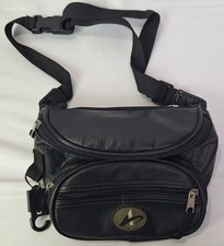 Vintage Black Fanny Pack 100 PVC Adjustable Waist Bag