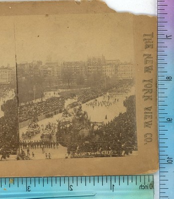 Parade with Float New York City NY Stereoview