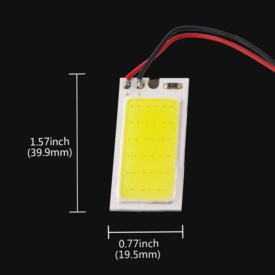 10 PCS White COB 18SMD LED Panel 40x20mm DC12V T10 BA9S Festoon Adapters - Image 3 of 4