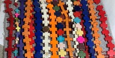 Bulk sale //lot of 16 strands mix color cross shape beads/(n195c)