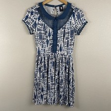 Hot Topic Womens S BBC Doctor Who Tardis Peter Pan Collar All Over Print Dress