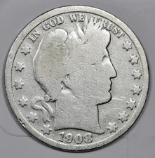 1908-s Barber Half.  Better Grade.  210698