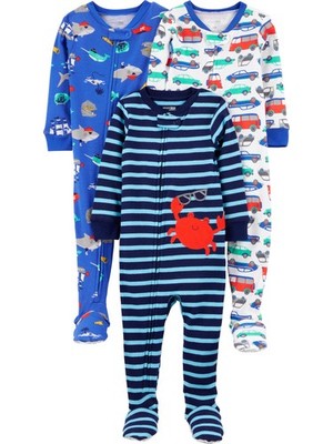 Simple Joys by Carter's Toddler Boys 3pack Snugfit Footed Cotton Pajamas, Cra...