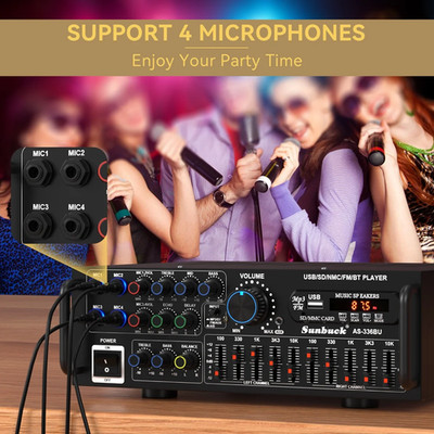 Stereo Receivers with Bluetooth 5.0 Hifi Sunbuck 2000W Stereo Power Amplifier...