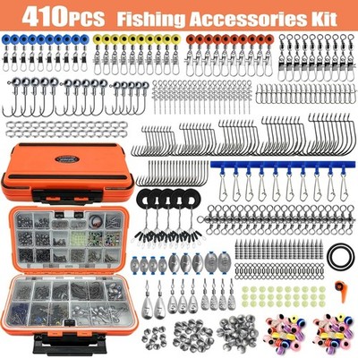 Kit Pesca Profesional 170-410 Piezas Caja Anzuelos Señuelos Completo
