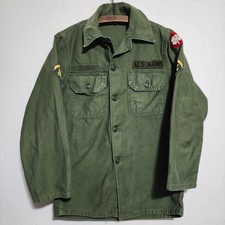 VTG 1964 Vietnam OG-107 Type III Utility Shirt 4th ID 1st Cav 13.5x31 XS Sateen