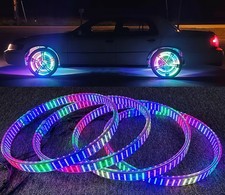 4pcs 17.5 Double Sided Wheel Rings Lights 10-row Effect Chasing Led Rims