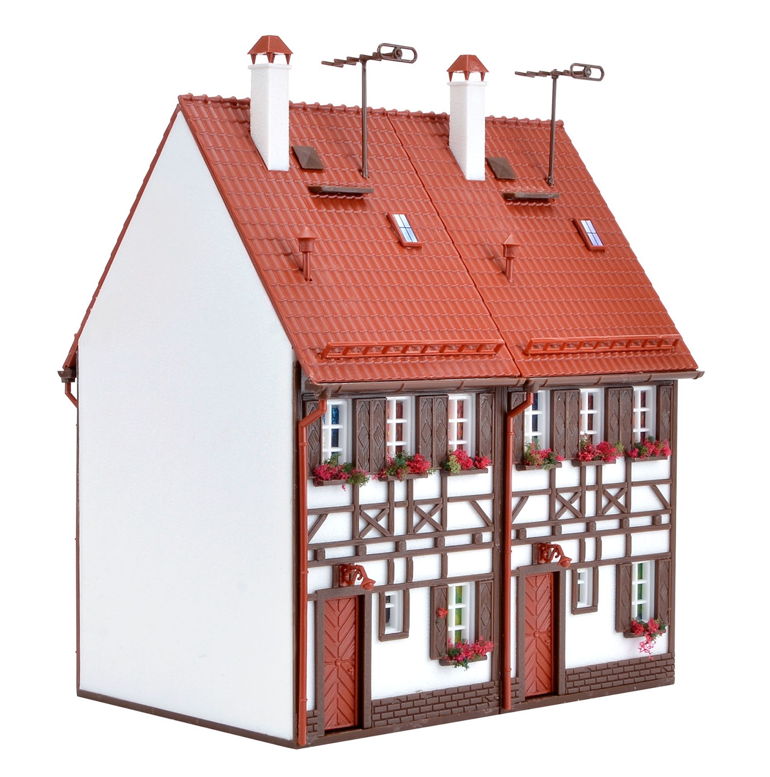Vollmer 43847 - H0 Row Double House With Timber Frame - New