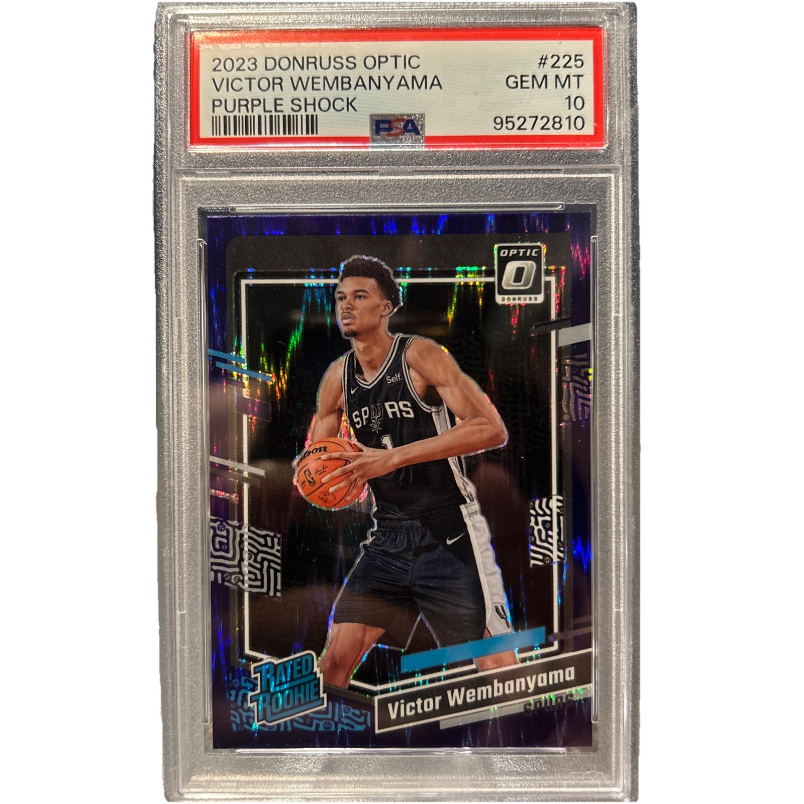 2023 Donruss Optic-Rookie Victor Wembanyama #225 Purple Shock Prizm (RC) PSA 10
