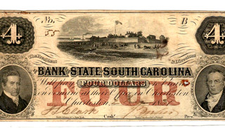 $4 "BANK OF SOUTH CAROLINA" 1800'S (RARE) $4 (BANK OF SOUTH CAROLINA) NICE!!! $4