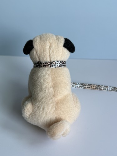 Small Battat Tan & Black Plush PUG Puppy Dog w Ribbon Leash Stuffed Animal - Picture 3 of 10