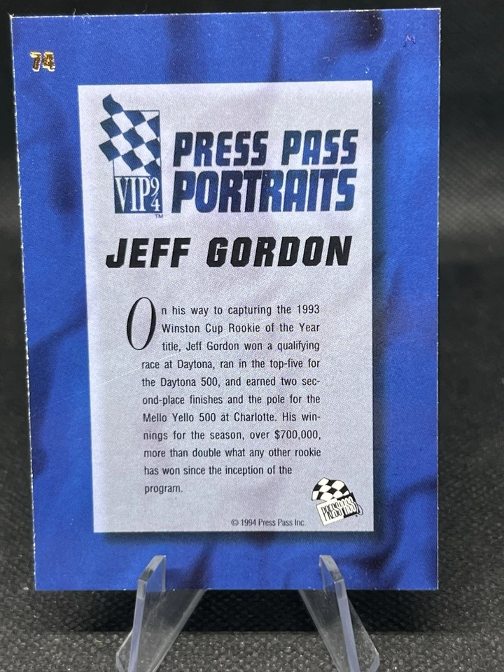 1994 Press Pass Portraits VIP - Jeff Gordon #74 - Image 2 of 2