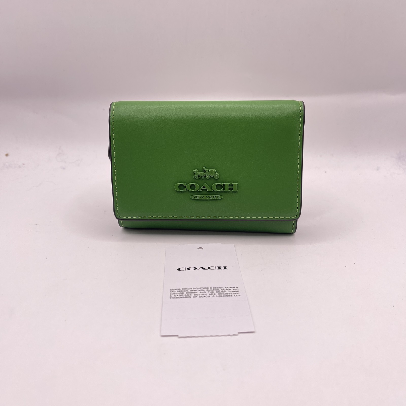 Coach Womens Micro Wallet Trifold Smooth Leather CP260 Kelly