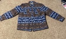 St. John's Bay Geometric Pattern Fleece Lined Shirt Jacket XXL Blue Brown