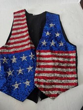 USA Sequined American Flag Vest Size Small Vintage Patriotic Festive 4th of July
