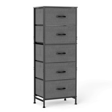 5 Drawer Dresser with Fabric Bins, Sturdy Steel Frame and Wood Top, Storage O...