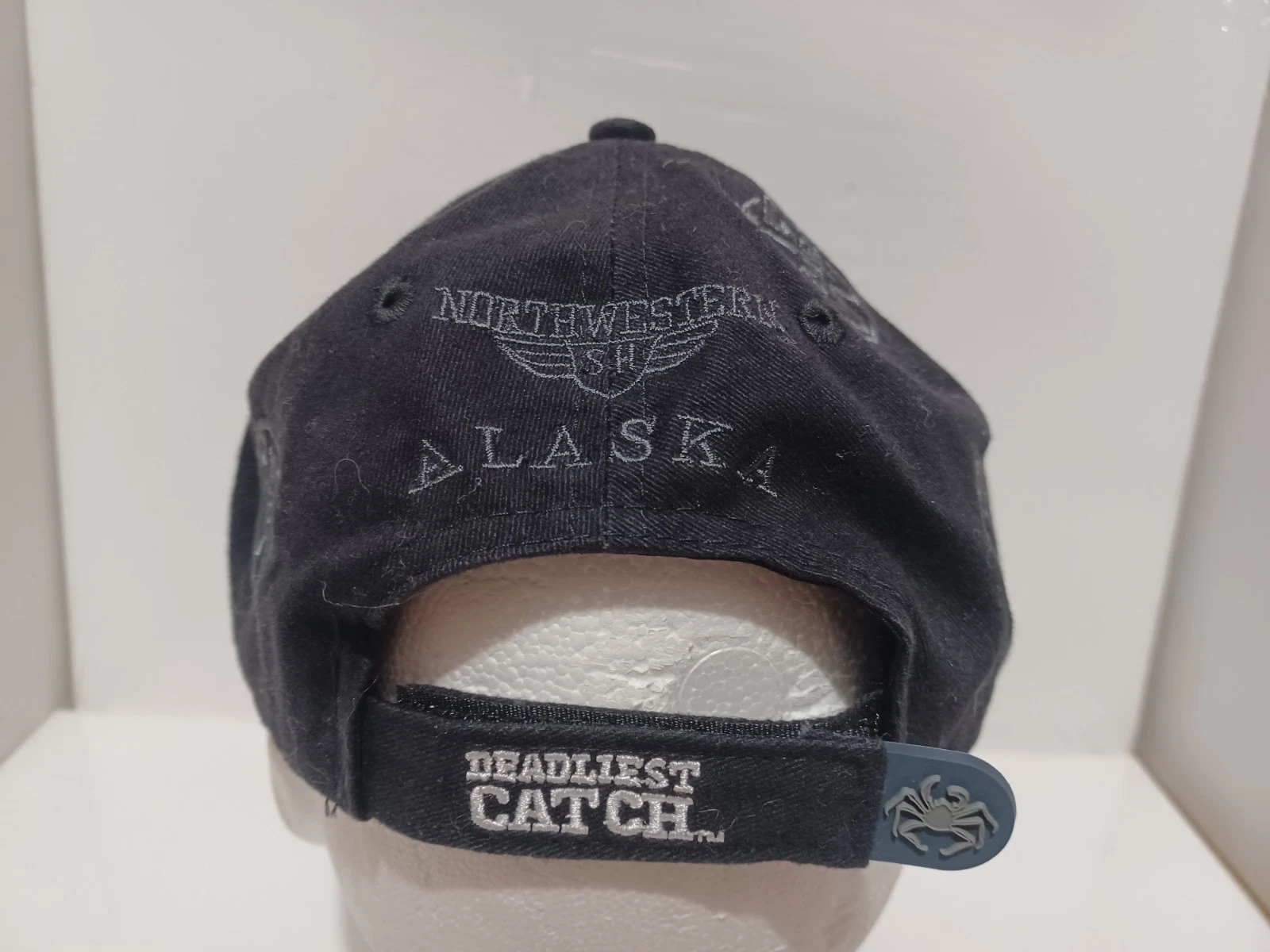 Vintage Y2K 2009 Deadliest Catch Time Bandit Ghost Crab AOP Self Fastening Hat
