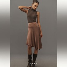 NWT Anthropologie Asymmetrical Slip Midi Skirt