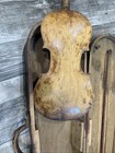 Antique Unmarked Wooden Violin For Restoration Or Parts Handmade Case — photo 4