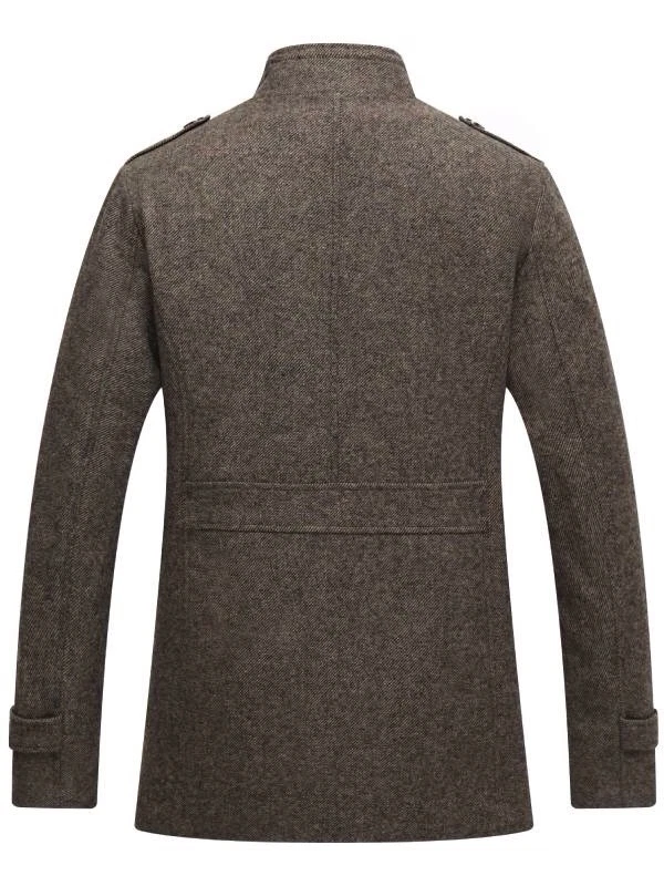 Wantdo Wool Blend Pea Coat Jacket Trench Coat Men L Herringbone Tweed Brown NEW - product detail image 2