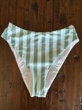 Victorias Secret Small Bikini Bottom Green White Stripes Swimwear VS