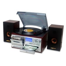 Vinyl Record Player with Dual 15W External Speakers 10 in 1 3 Speed Silver