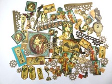 Steampunk Scrapbook Art Paper Pieces Plus Cardboard Gears Cogs Mixed Lot Of 89