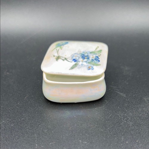Floral Trinket Box with Blue Accents