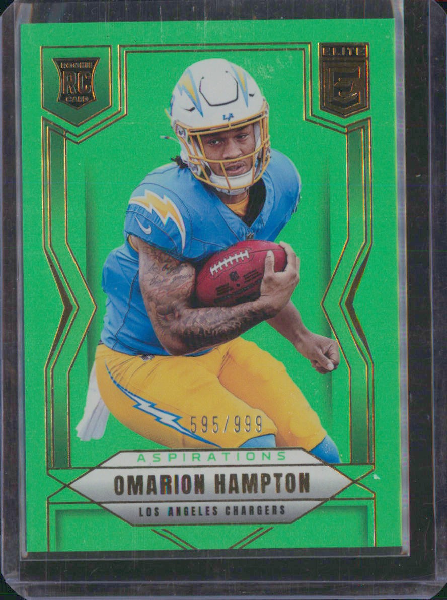 2025 Donruss Elite #132 Omarion Hampton Aspirations Lime Green #/999