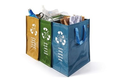Perfect 0468D 3er Pack Soft Recycling Container für Papier, Glas, Kunststoff, 