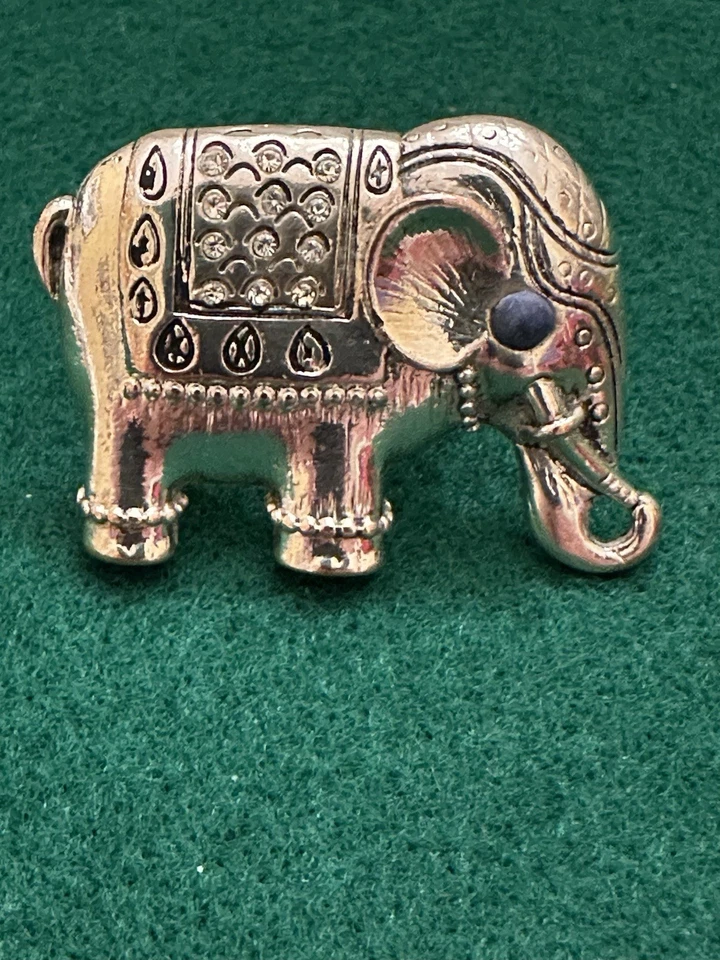 Anillo Elefante Marca Suerte Talla 6.5 Tono Plata Ojo Azul Piedra Estrás Boho Foto 3 de 4