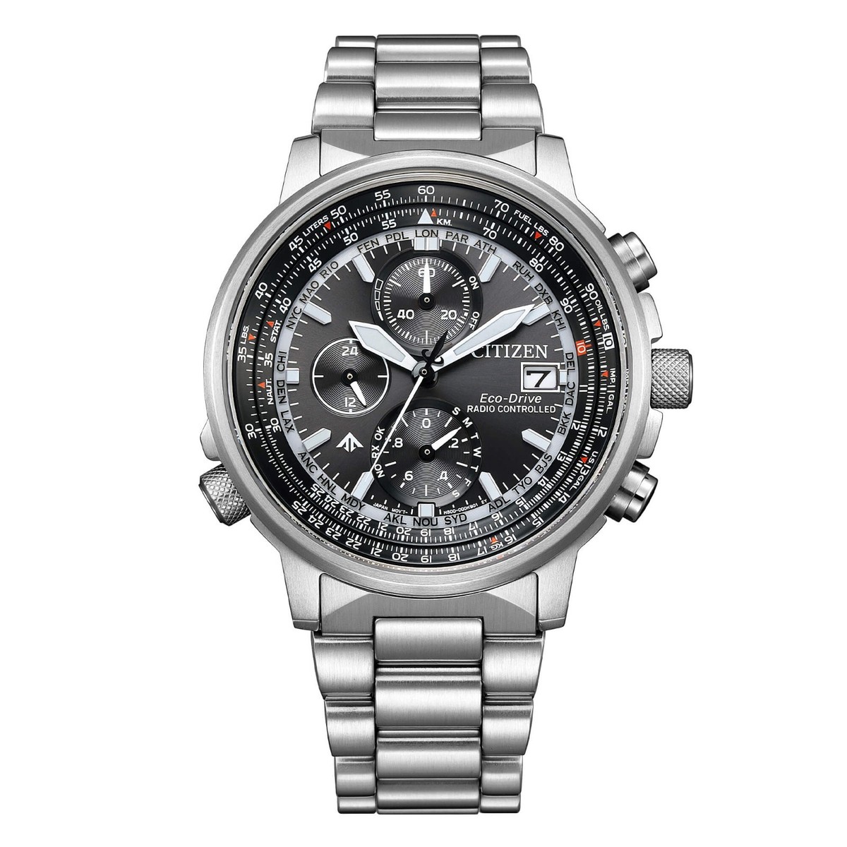 CITIZEN PILOT ECO-DRIVE OROLOGIO UOMO ACCIAIO CRONO