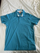 Puma Men's Golf Polo Shirt Aqua Blue Medium