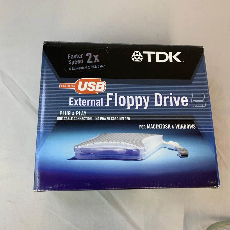 Внешний флоппи-дисковод TDK USB 3,5 дюйма 1,44 МБ FDD-100B TEAC FD-05PUW Mac Windows - Изображение 2 из 4