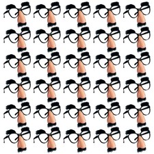 PPXMEEUDC 30 PCS Disguise Glasses with Funny Nose 5.3 inches, Black