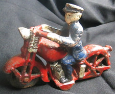 Vintage Cast Iron Motorcycle Rider 6" Long X 4 1/8" High With Minor Rust