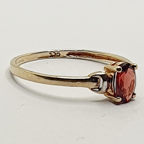 Cute Fancy 9ct Garnet Solitaire Single Stone Yellow Gold 375 Ring Size M - Picture 11 of 24