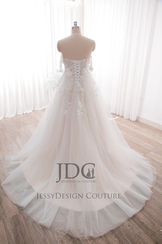 Fairytale 3D Lace Wedding Dress Bridal Gown off Straps 2-28W Custom made Split - Picture 4 of 13