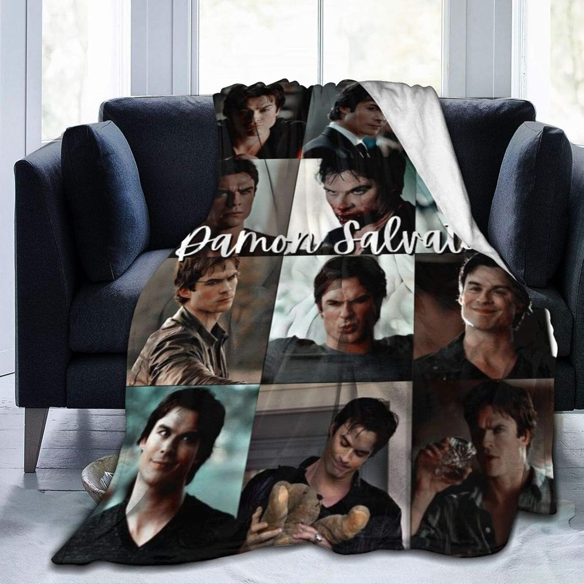 Vampire Diaries TV Show Blankets Team Damon Salvatore Collage