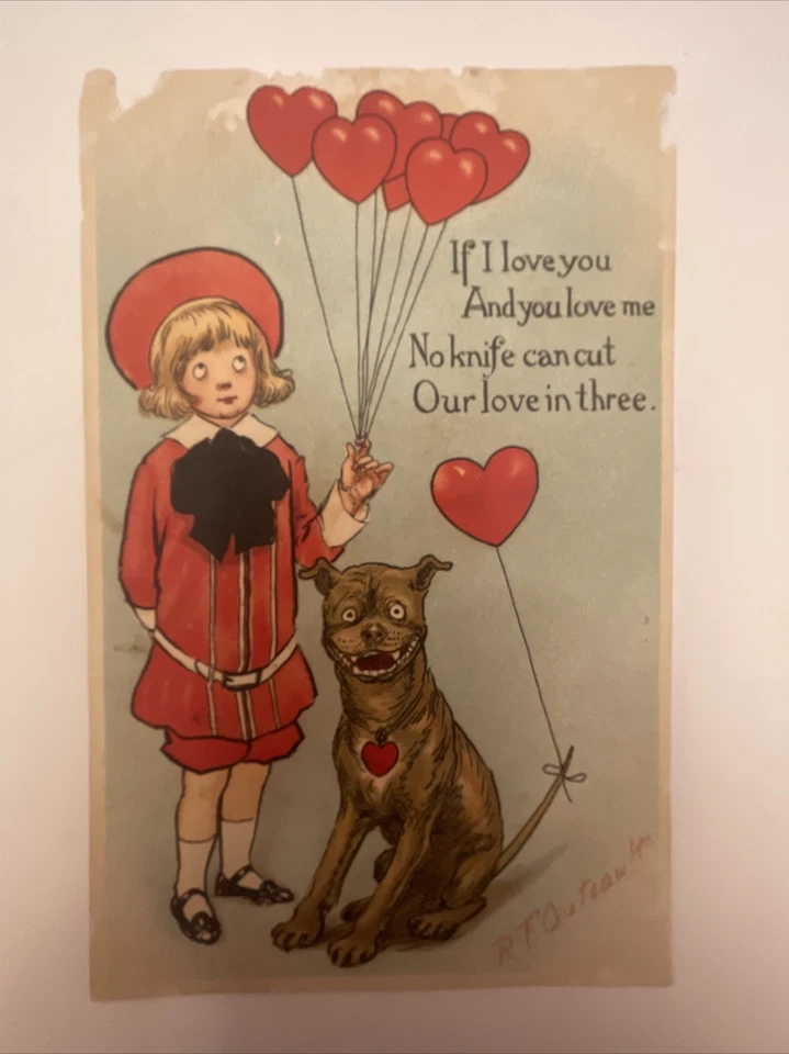 RARE Green George Washington 1 Cent Postage Stamp on Buster Brown Postcard - Image 2 of 2