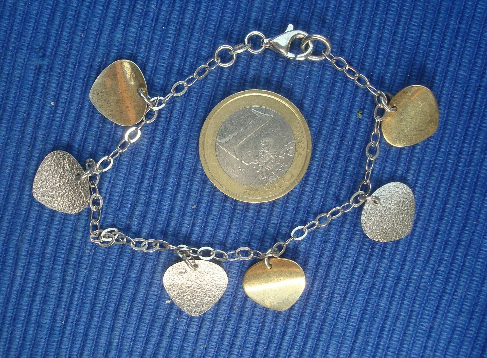 Bracelet argent massif 925 cœur plaqué or métal texturé B26D femme