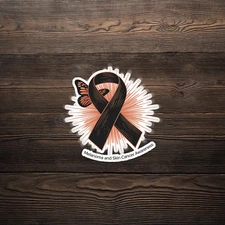 Melanoma Skin Cancer Awareness Black Ribbon Butterfly Sticker #2312