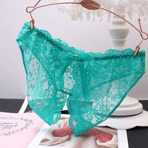 Women's Lace Panties Crotchless Underwear Thongs Lingerie G-string Floral Briefs - Photo 5/19